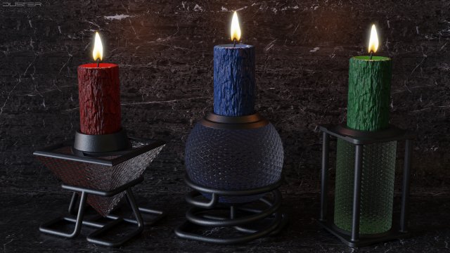 Candles and Candle Holders 3D Model .c4d .max .obj .3ds .fbx .stl .blend 