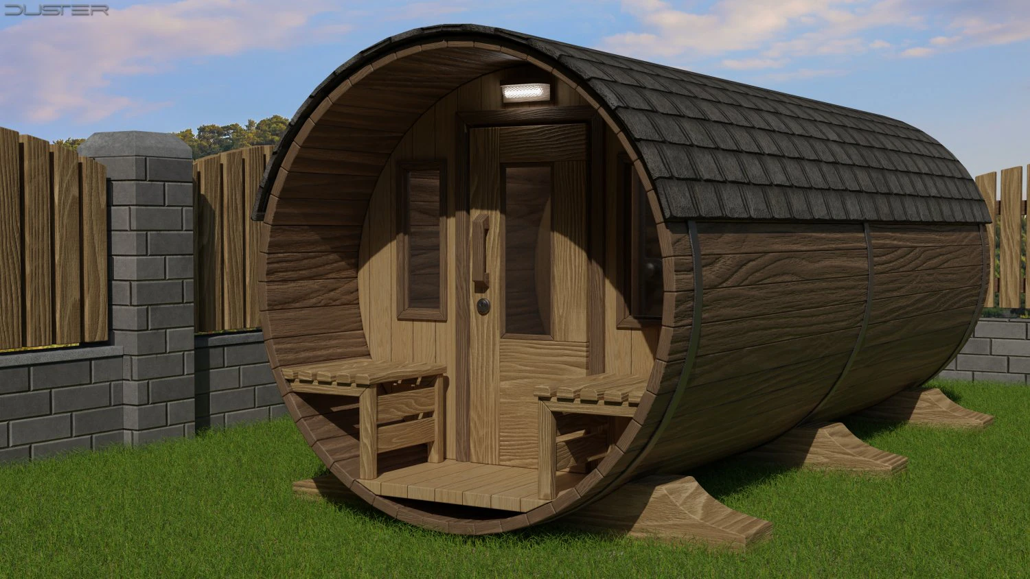 Garden Barrel Sauna 3D Model .c4d .max .obj .3ds .fbx .stl .blend