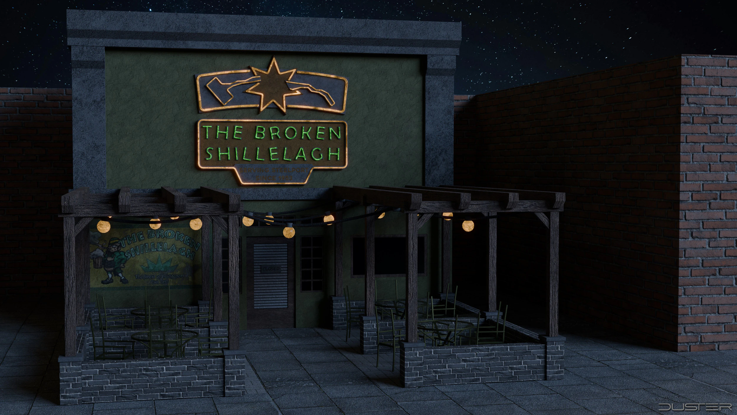 The Broken Shillelagh - pub restaurant from Saints Row 3 3D Model .c4d .max .obj .3ds .fbx .stl .blend
