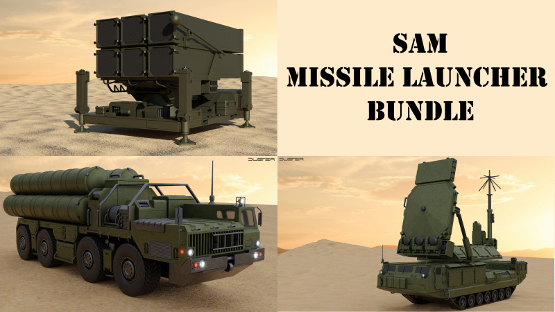 SAM Missile Launcher Bundle 3Dモデル .c4d .max .obj .3ds .fbx .stl .blend 