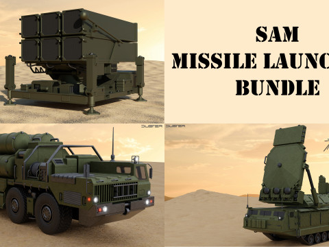 SAM Missile Launcher Bundle 3D Model