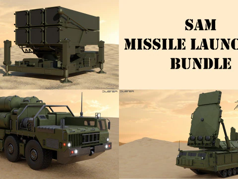SAM F&uuml;ze Fırlatıcı Paketi 3D Model