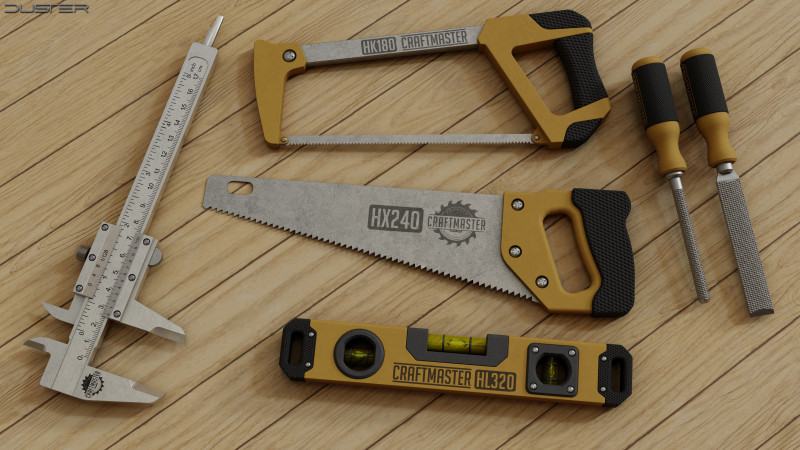 Woodworking Tools Set 3D Model .c4d .max .obj .3ds .fbx .stl .blend 