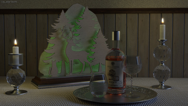 Holiday Decor - Wine - Glasses - Candles Modelo 3D .c4d .max .obj .3ds .fbx .stl .blend