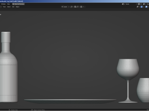 Holiday Decor - Wine - Glasses - Candles Modelo 3D