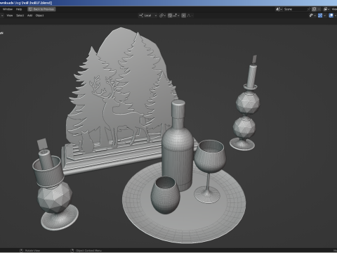 Holiday Decor - Wine - Glasses - Candles Modelo 3D