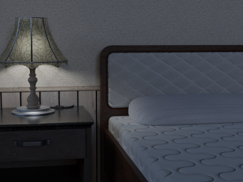 A set of 3 lamps and 3 nightstands 3D 模型