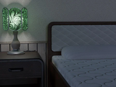 A set of 3 lamps and 3 nightstands 3D Model