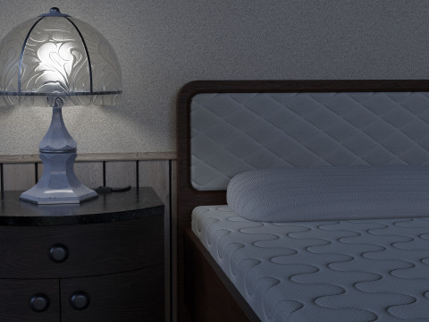 A set of 3 lamps and 3 nightstands Model 3D