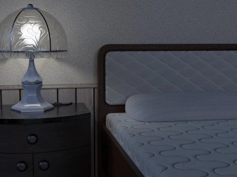 A set of 3 lamps and 3 nightstands 3D Model