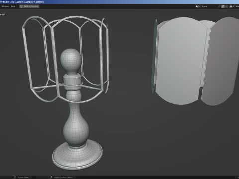 A set of 3 lamps and 3 nightstands 3D Model
