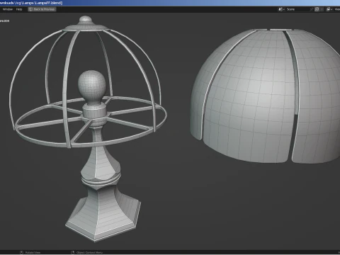 A set of 3 lamps and 3 nightstands 3D Model