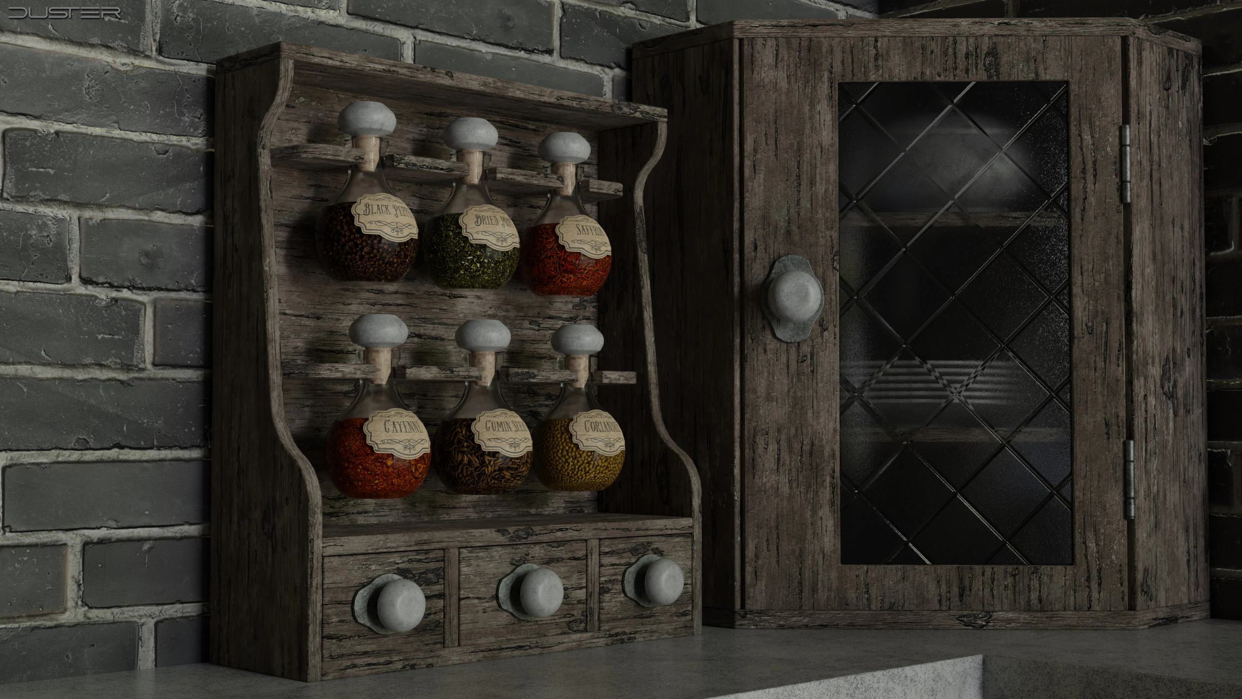 Retro Vintage Spice Rack 3D Model .c4d .max .obj .3ds .fbx .stl .blend 