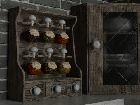 Retro Vintage Spice Rack 3D-Modell