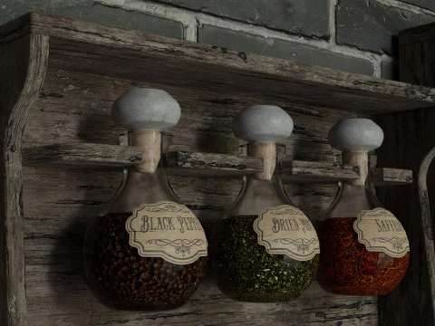 Retro Vintage Spice Rack 3D Model