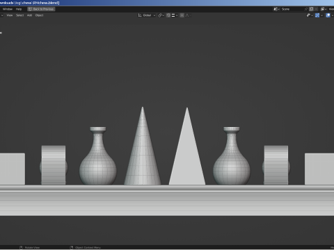 Vintage Chess Set and Clock Model 3D