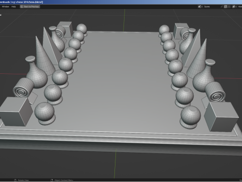 Vintage Chess Set and Clock Model 3D