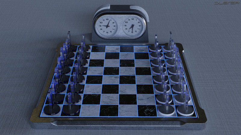 Modern Chess Set and Clock 3D मॉडल .c4d .max .obj .3ds .fbx .stl .blend