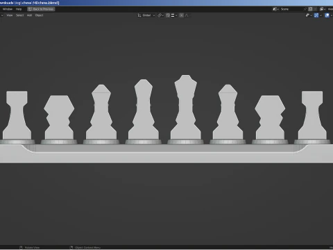 Modern Chess Set and Clock 3D Model