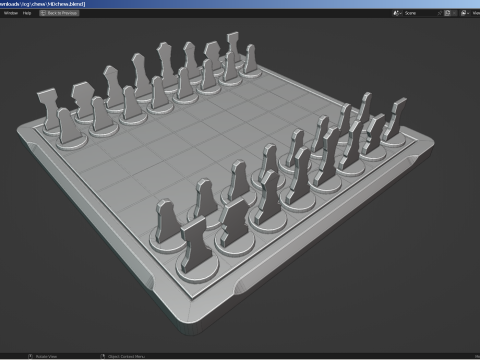 Modern Chess Set and Clock 3D मॉडल