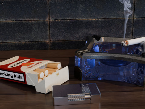 Collection de cendriers et accessoires fumeurs Modèle 3D