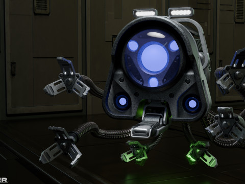 Robot-drone industriel de science-fiction Modèle 3D