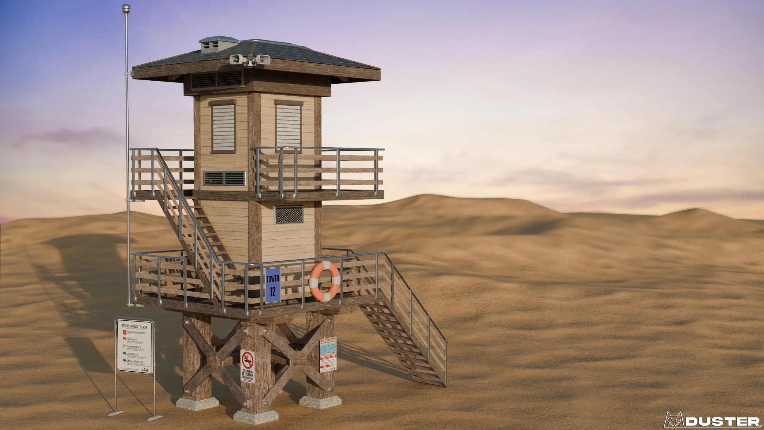 Lifeguard Tower 3D Model .c4d .max .obj .3ds .fbx .stl .blend 