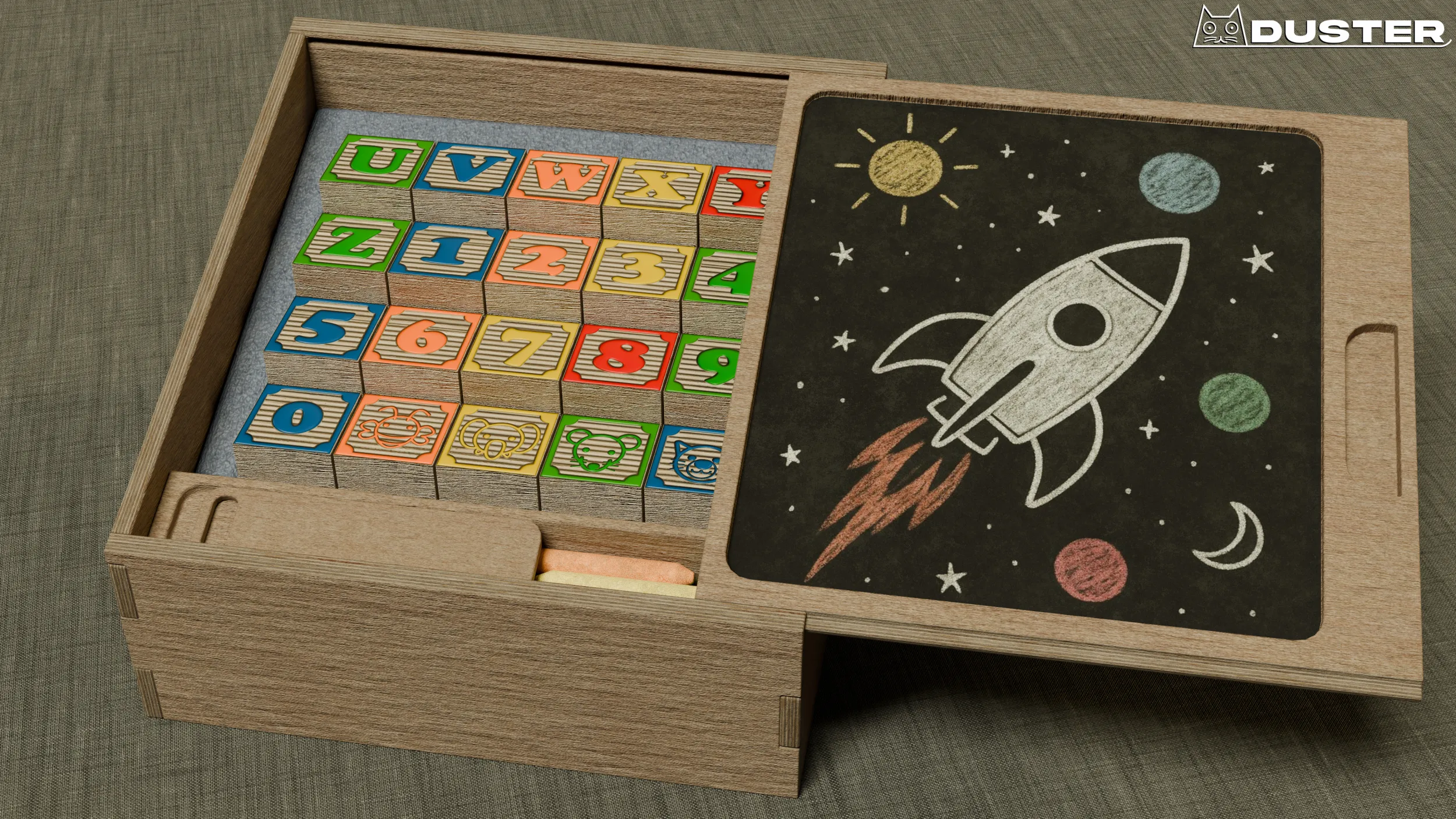 Alphabet Blocks and Box 3D Model .c4d .max .obj .3ds .fbx .stl .blend