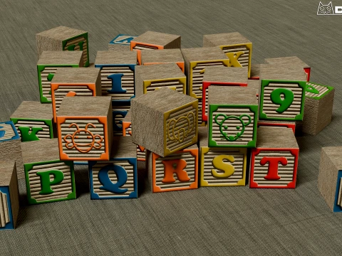Alphabet Blocks and Box 3D Model