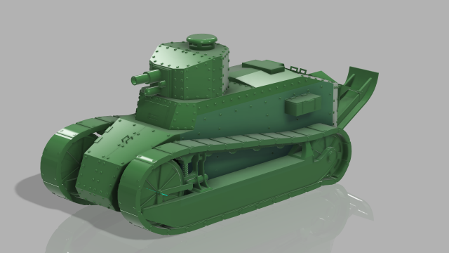 Tank renault ft-17 3D Принт Модель .c4d .max .obj .3ds .fbx .stl .blend 