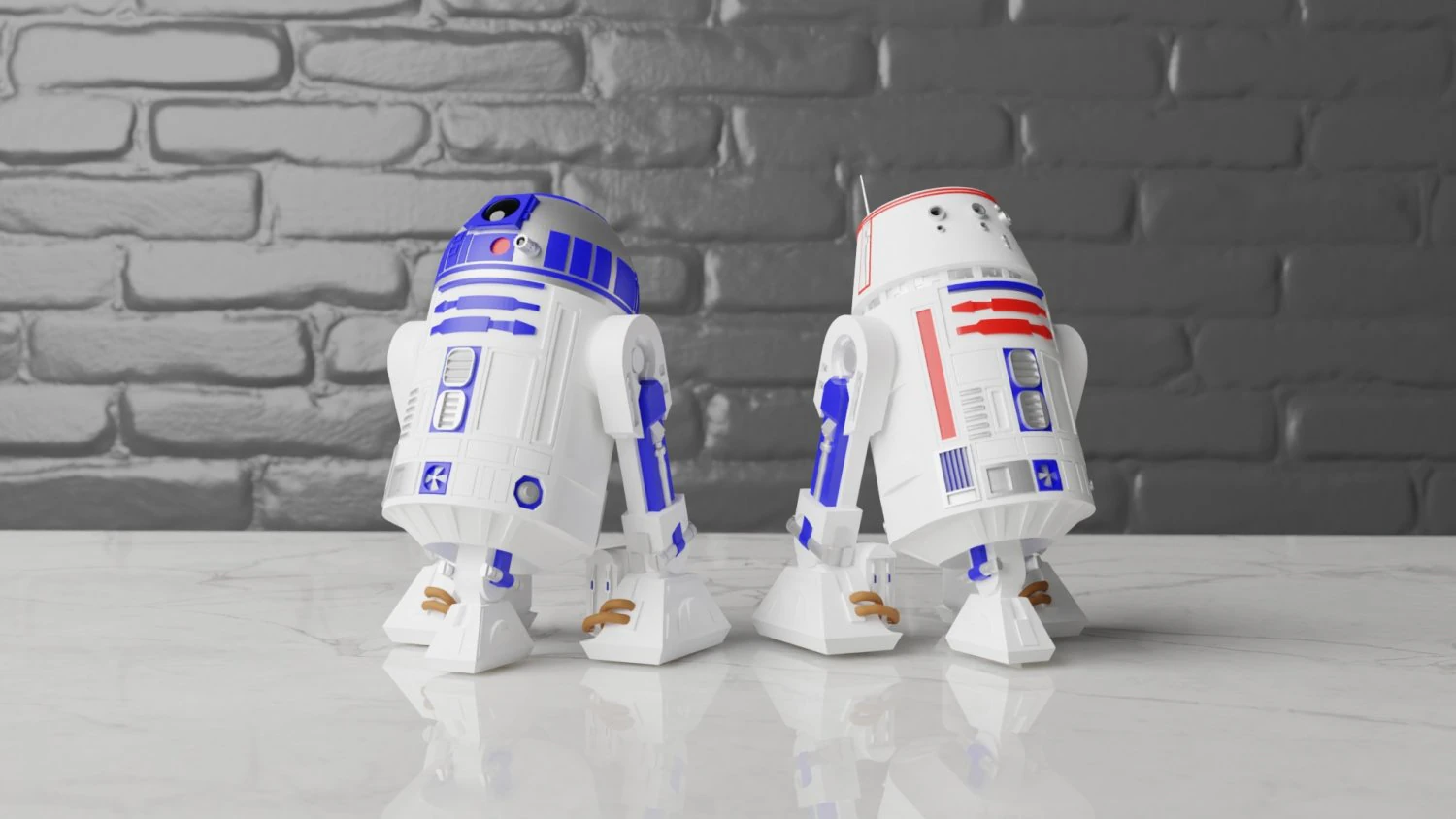deluxe fully articulated r2-d2 and r5-d4 3D Print Model .c4d .max .obj .3ds .fbx .stl .blend