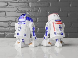 डीलक्स पूरी तरह से व्यक्त r2-d2 और r5-d4 3D प्रिंट मॉडल