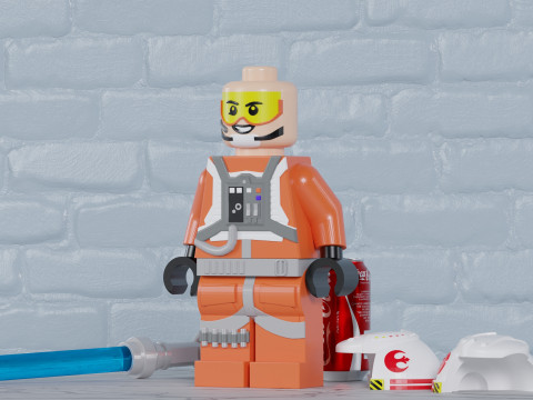 Lego Snowspeeder Luke Maxifig - Fully Articulated 3D 프린트 모델