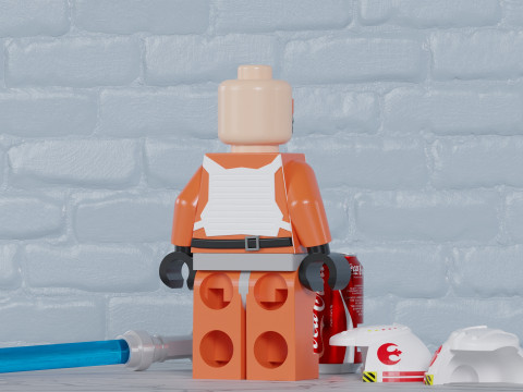 Lego Snowspeeder Luke Maxifig - Fully Articulated 3D 프린트 모델