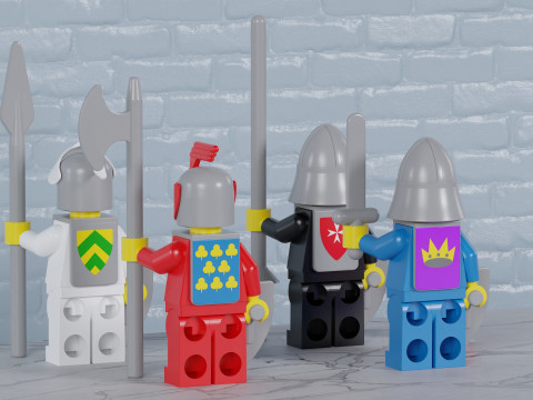 Classic Lego Knights Maxifigs - Fully Articulated 3D Print Model