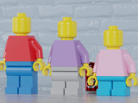 完全に関節のあるクラシックなレゴ マキシフィグ 3Dプリントモデル