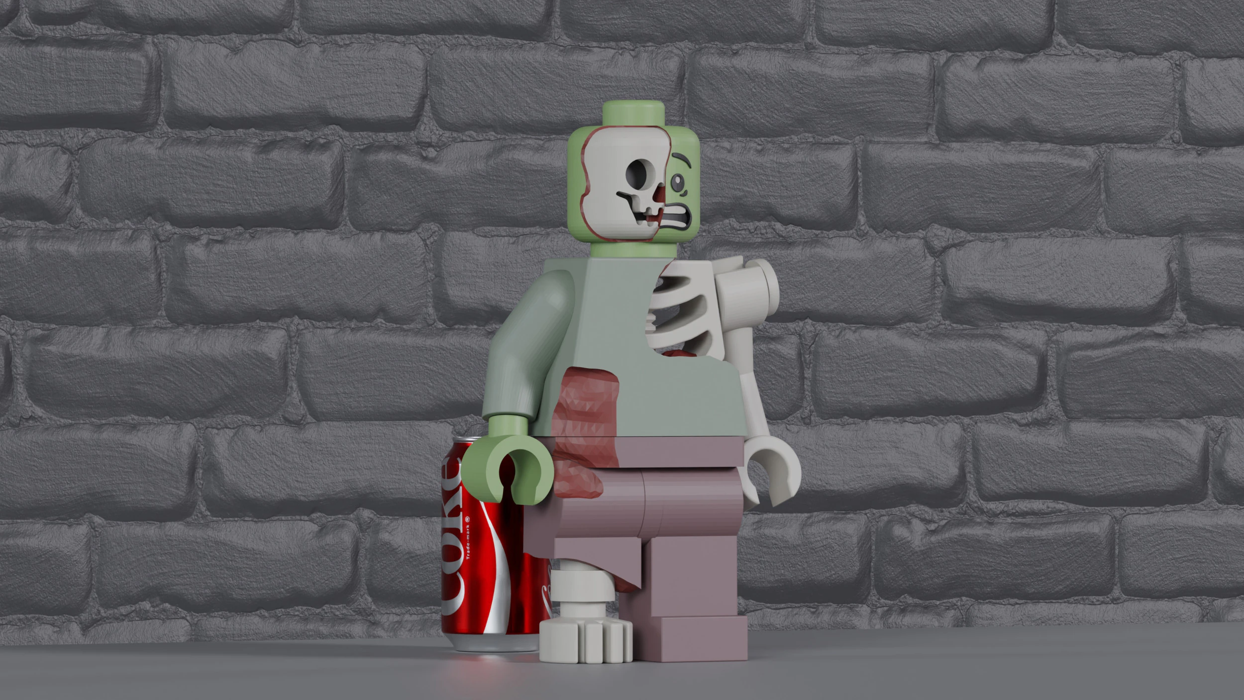Lego Zombie Maxifig - Fully Articulated 3D Print Model .c4d .max .obj .3ds .fbx .stl .blend 