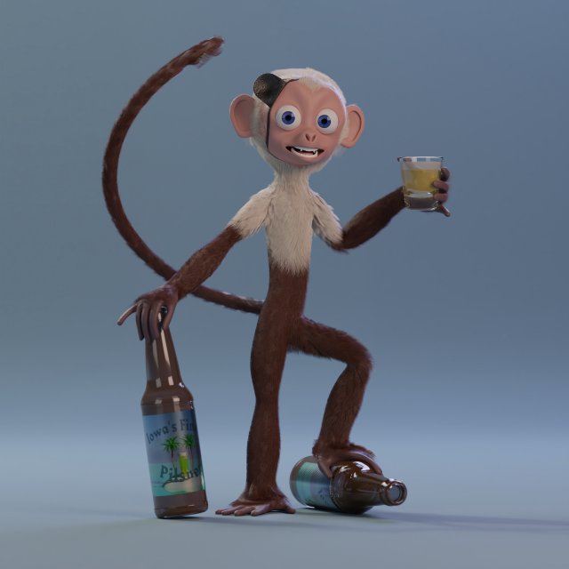 Doug the Fully Rigged Fully Customizable Capuchin Monkey Modelo 3D .c4d .max .obj .3ds .fbx .stl .blend 