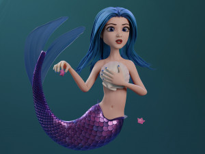 Fully Rigged Fully Customizable Mermaid 3D Model