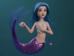Fully Rigged Fully Customizable Mermaid 3D Model