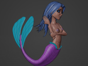 Fully Rigged Fully Customizable Mermaid 3D Model