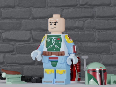 Lego Boba Fett Maxifig - Fully Articulated Model Cetak 3D