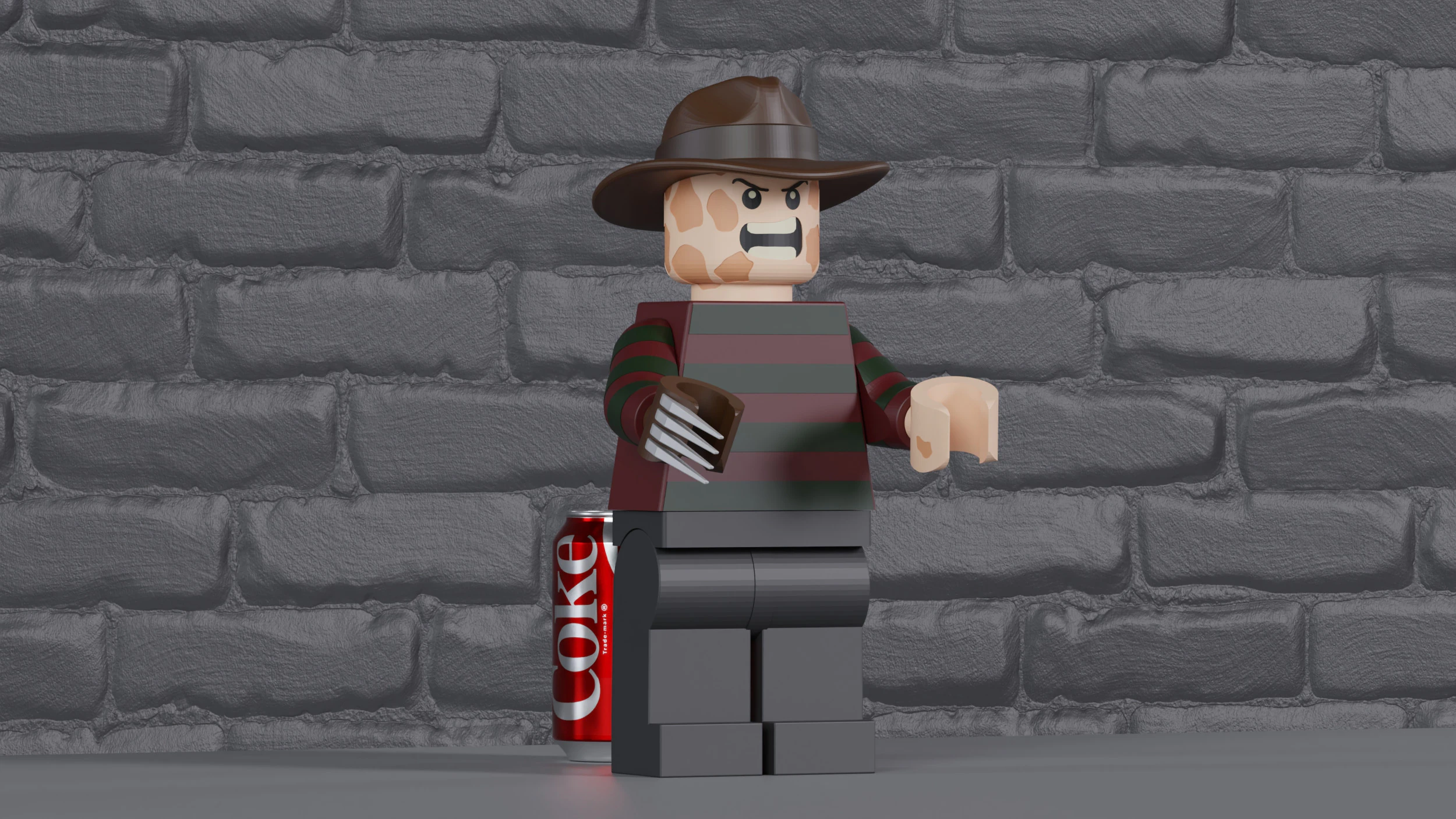Lego Freddy Kreuger Maxifig - Fully Articulated 3D Print Model .c4d .max .obj .3ds .fbx .stl .blend 