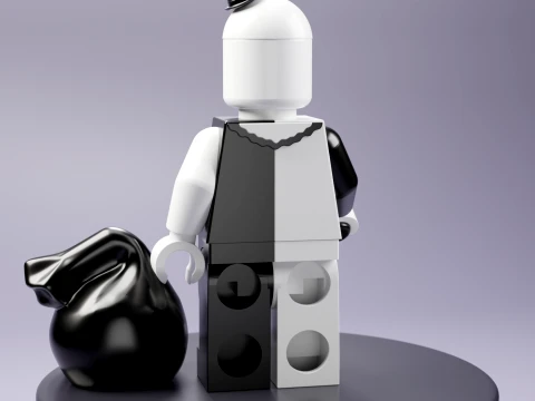 Lego Art the Clown Maxifig - Fully Articulated 3D Print Model