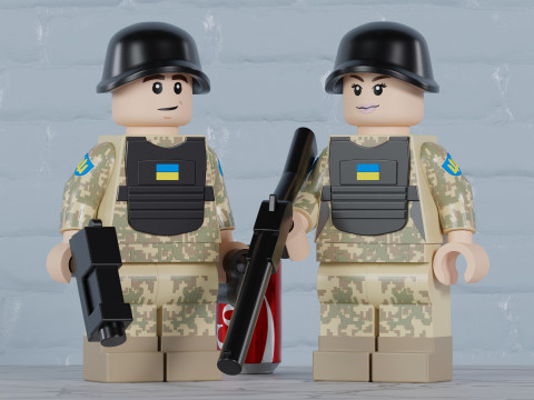 Lego Ukrainian Soldiers MaxifigFully Articulated 3D Print Model