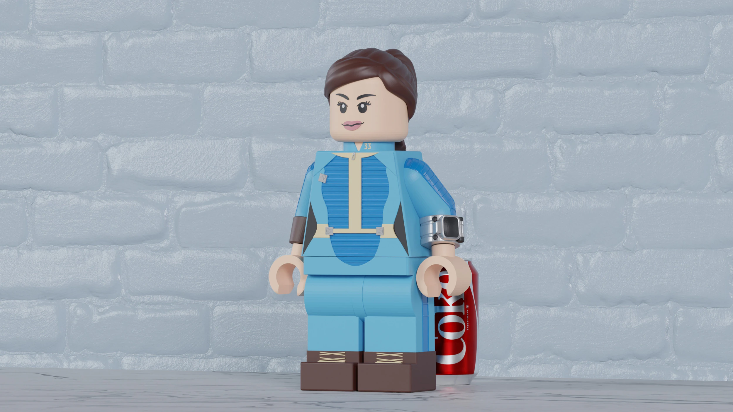 Lucy MacLean Vault Lego Maxifig - Fully Articulated 3D Print Model .c4d .max .obj .3ds .fbx .stl .blend 