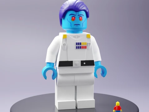 Grand Admiral Thrawn Lego Maxifig - Fully Articulated 3D Print Model