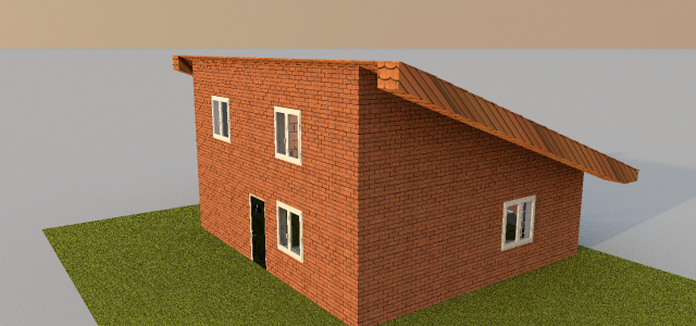 red brick house 8x9 3D Model .c4d .max .obj .3ds .fbx .stl .blend