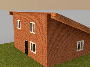 casa de tijolo vermelho 8x9 Modelo 3D