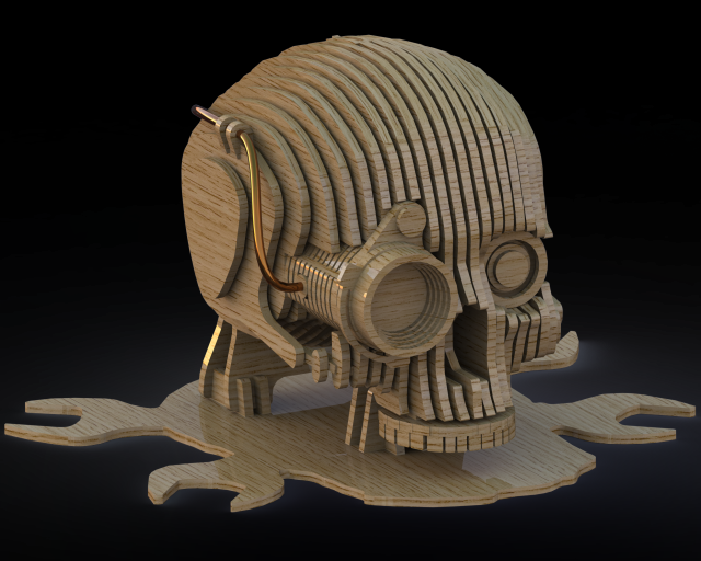 Plywood skull Model 3D .c4d .max .obj .3ds .fbx .stl .blend